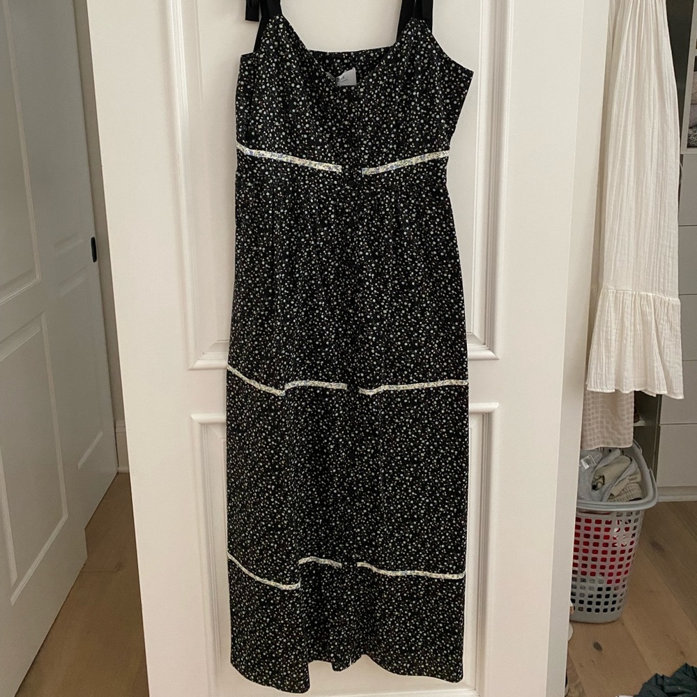 LA LIGNE (M) black floral midi dress
